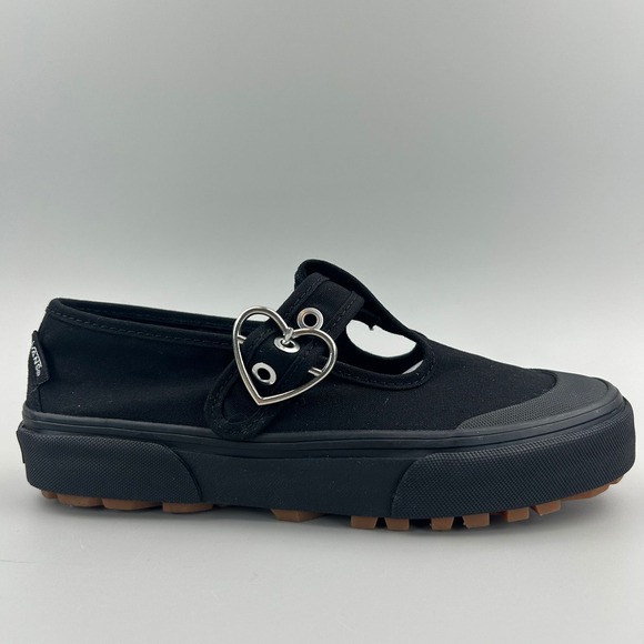 Vans Shoes - Vans Style 93 Mary Jane Women Size 8 Black Canvas Heart Buckle Shoes NEW